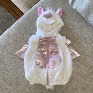 🪞Sparkle unicorn fuzzy Halloween zip up suit kids costume 3-6month - pink white